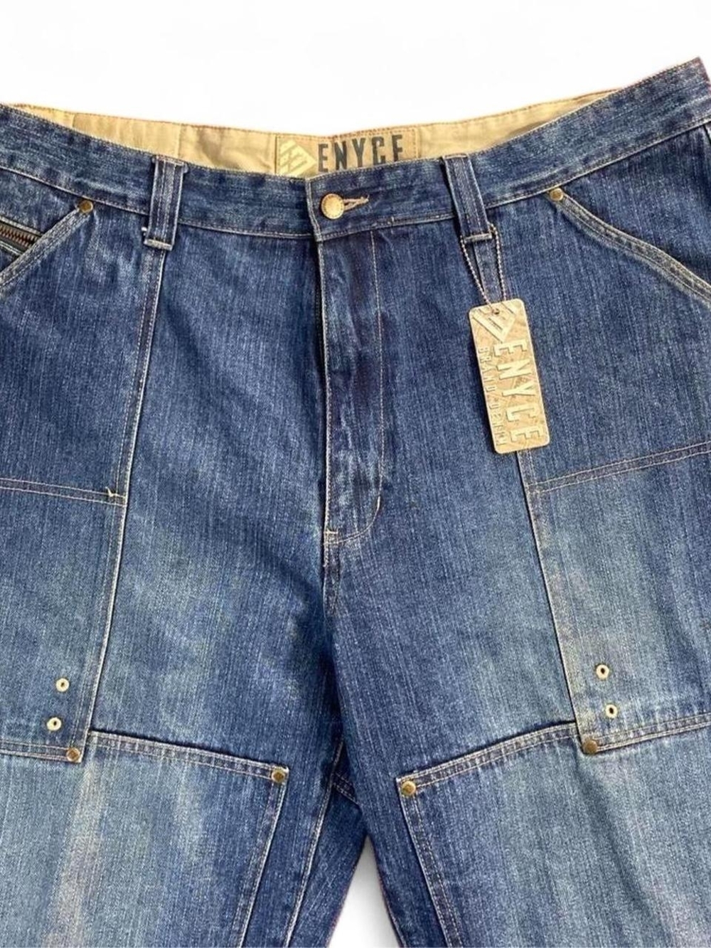 Vintage Enyce Men's Blue Denim Utility Carpenter Jeans - Picture 4 of 8
